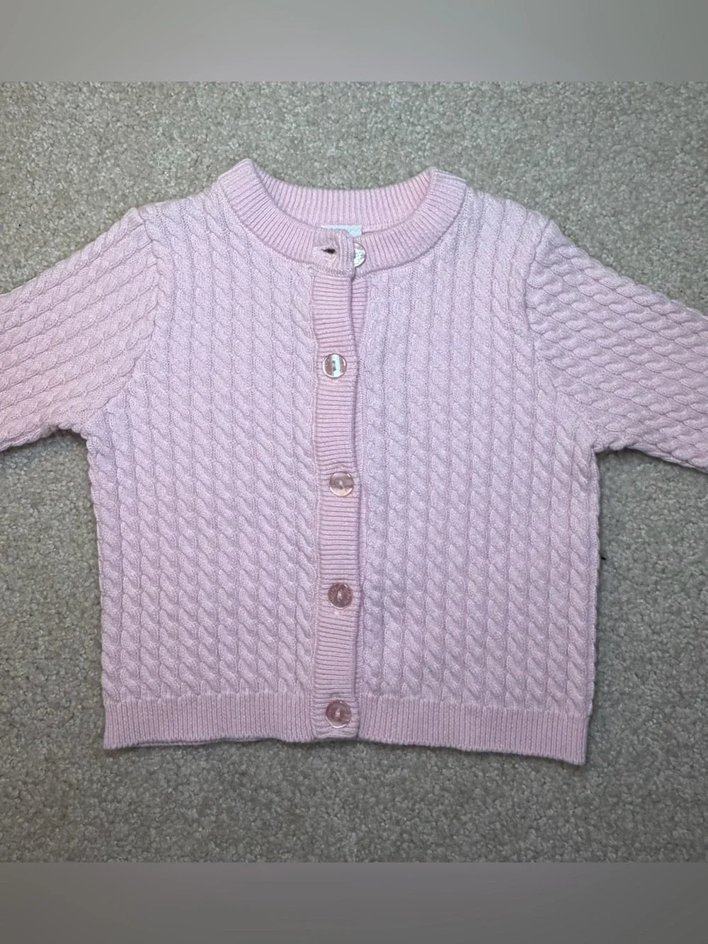 Little Me Baby Girl Pink Cable Knit Cardigan Sweater 9M NWT